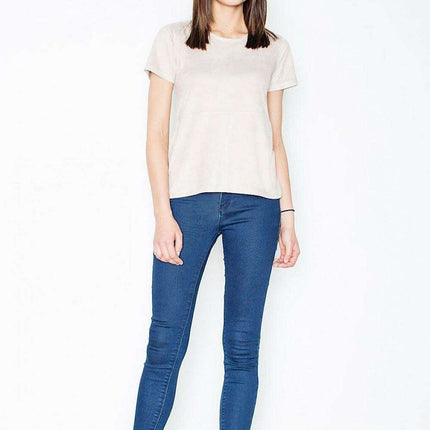 Chic Beige Short Sleeve Blouse - Très Elite