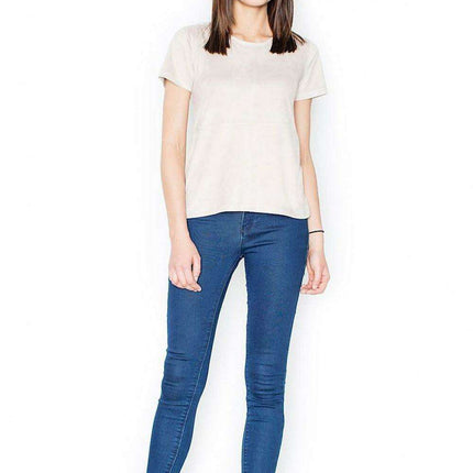 Chic Beige Short Sleeve Blouse - Très Elite