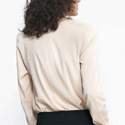 Chic Beige Viscose Long Sleeve Shirt For Everyday Elegance - Très Elite