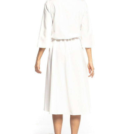 Chic Belted Asymmetrical Midi Dress with Unique Design