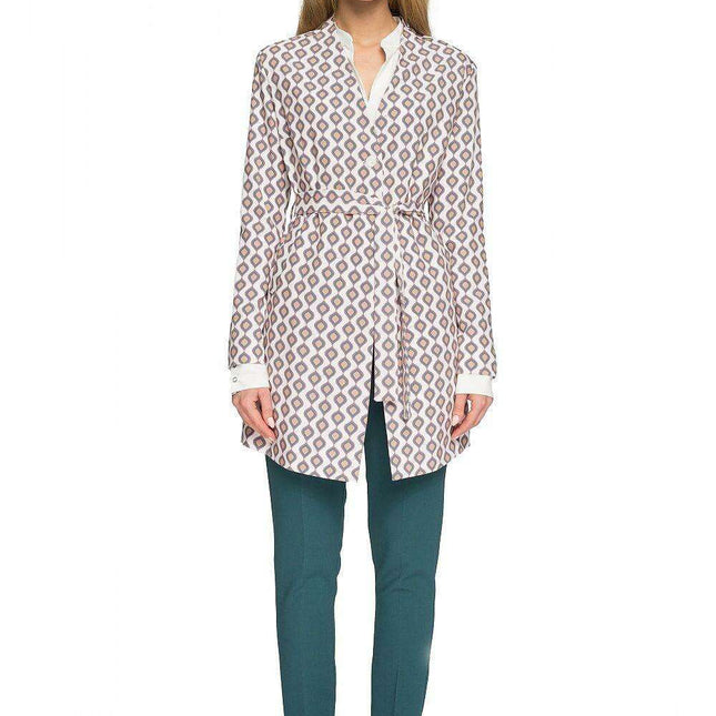 Chic Belted Printed Wrap Coat