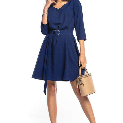 Chic Belted Trapeze Daydress with Buckle Detailing - Très Elite