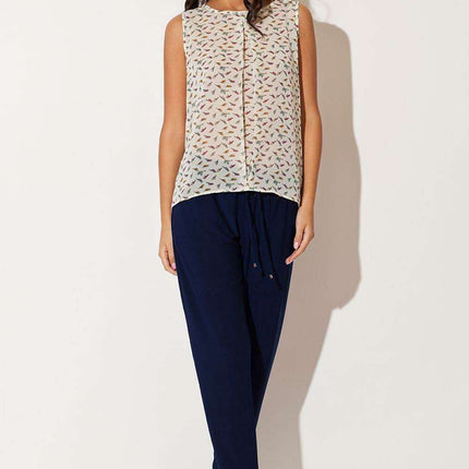 Chic Birdsong Red Chiffon Sleeveless Blouse - Timeless Elegance