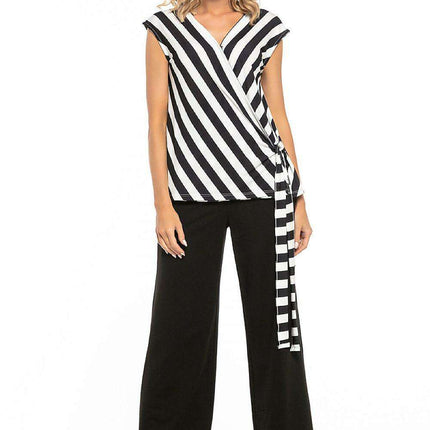 Chic Black Cotton Flared Leg Trousers for Women by Tessita - Très Elite