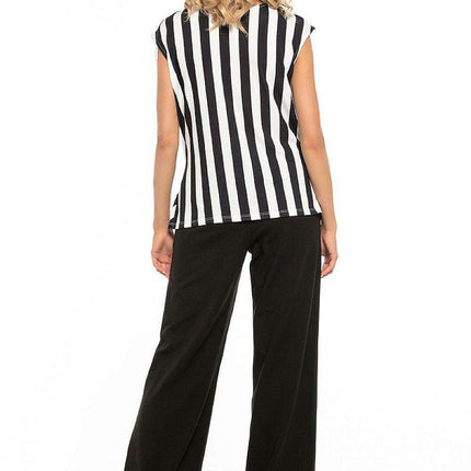Chic Black Cotton Flared Leg Trousers for Women by Tessita - Très Elite