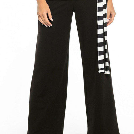 Chic Black Cotton Flared Leg Trousers for Women by Tessita - Très Elite