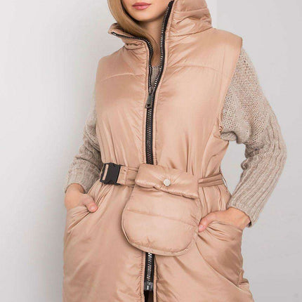Chic Black Down Vest with Belt and Pouch - Essential Winter Fashion - Très Elite
