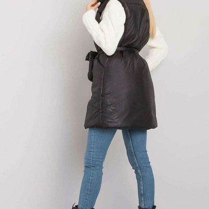 Chic Black Down Vest with Belt and Pouch - Essential Winter Fashion - Très Elite