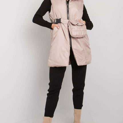 Chic Black Down Vest with Belt and Pouch - Essential Winter Fashion - Très Elite