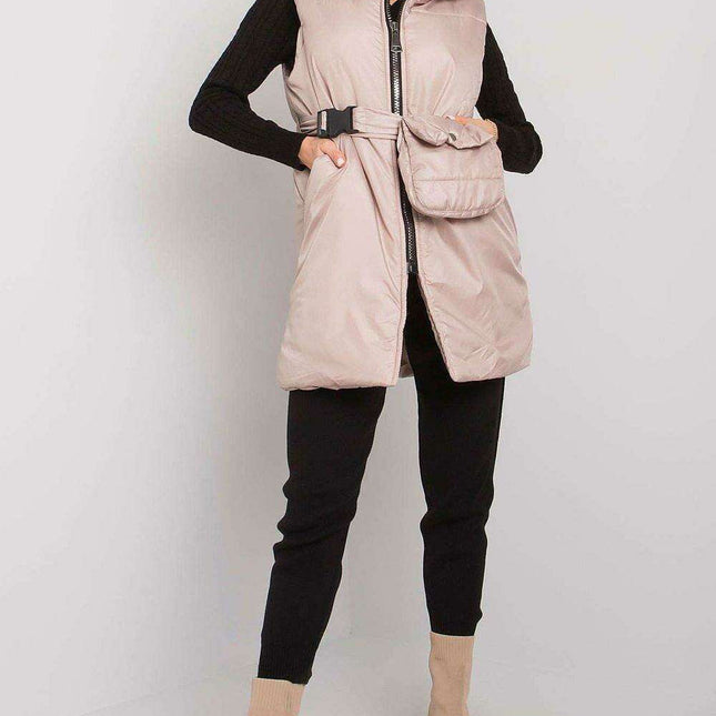 Chic Black Down Vest with Belt and Pouch - Essential Winter Fashion - Très Elite