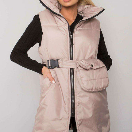 Chic Black Down Vest with Belt and Pouch - Essential Winter Fashion - Très Elite