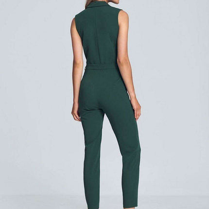 Chic Black Heart-Shape Jumpsuit with Collar and Waist Belt - Très Elite