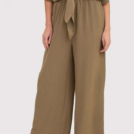 Chic Black Linen Trousers with Elastic Waistband