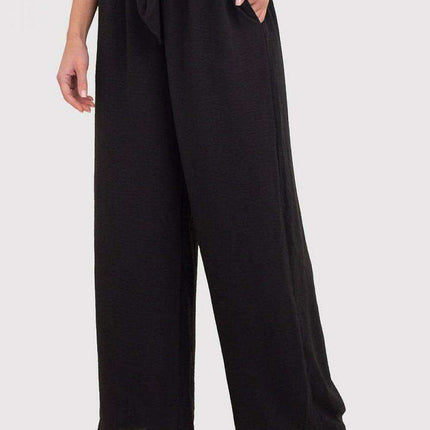 Chic Black Linen Trousers with Elastic Waistband