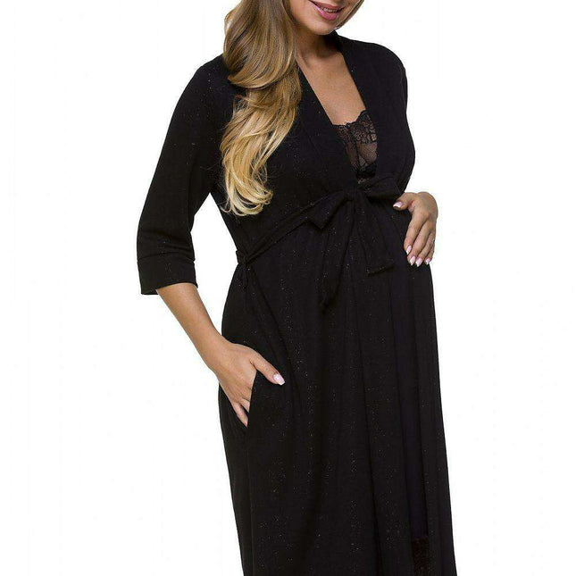 Chic Black Maternity Robe: Embrace Comfort and Style Throughout Your Pregnancy