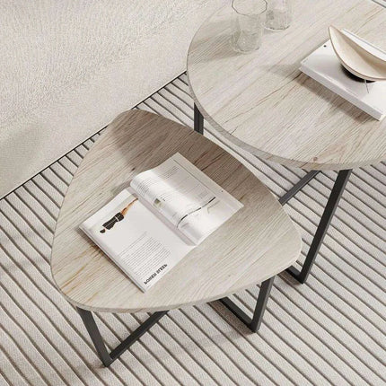 Chic Black Metal Round Nesting Tables Set of 2 with Safety-Crafted Edges for Space Optimization - Très Elite