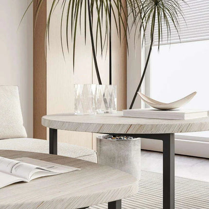 Chic Black Metal Round Nesting Tables Set of 2 with Safety-Crafted Edges for Space Optimization - Très Elite