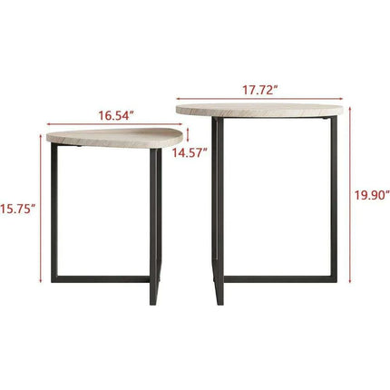 Chic Black Metal Round Nesting Tables Set of 2 with Safety-Crafted Edges for Space Optimization - Très Elite