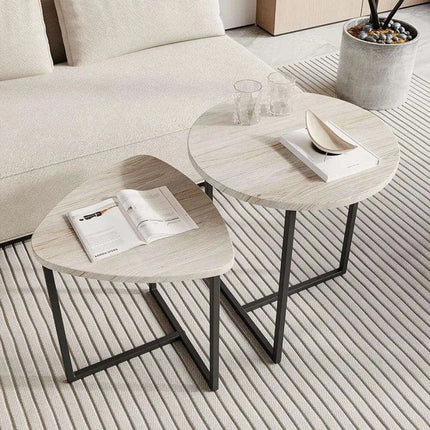 Chic Black Metal Round Nesting Tables Set of 2 with Safety-Crafted Edges for Space Optimization - Très Elite