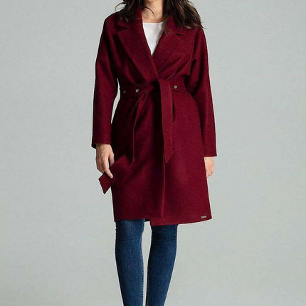 Chic Black Overcoat with Fashionable Waistbelt and Wide Lapels - Très Elite