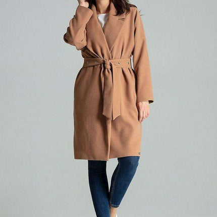 Chic Black Overcoat with Fashionable Waistbelt and Wide Lapels - Très Elite