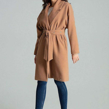 Chic Black Overcoat with Fashionable Waistbelt and Wide Lapels - Très Elite