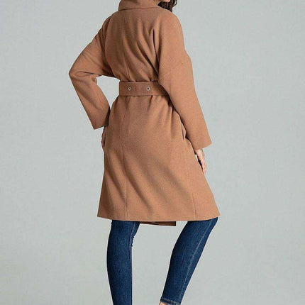 Chic Black Overcoat with Fashionable Waistbelt and Wide Lapels - Très Elite