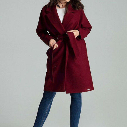 Chic Black Overcoat with Fashionable Waistbelt and Wide Lapels - Très Elite