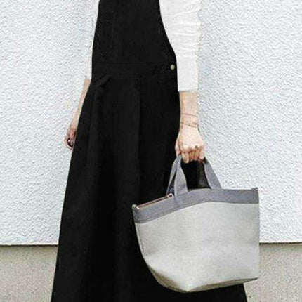 Chic Black Square Neck Suspender Skirt for Women