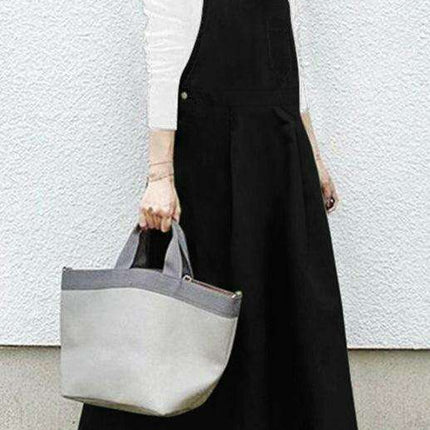 Chic Black Square Neck Suspender Skirt for Women - Très Elite