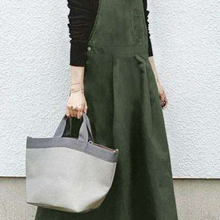 Chic Black Square Neck Suspender Skirt for Women