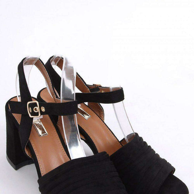 Chic Black Suede Heeled Sandals Model 167469