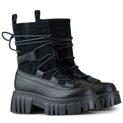 Chic Black Suede High-Top Boots - Très Elite