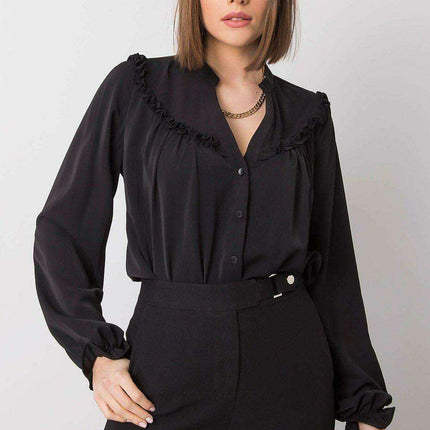 Chic Black Women's Long Sleeve Button Down Shirt - A Timeless Wardrobe Essential - Très Elite