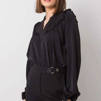 Chic Black Women's Long Sleeve Button Down Shirt - A Timeless Wardrobe Essential - Très Elite