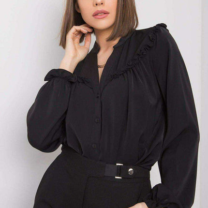 Chic Black Women's Long Sleeve Button Down Shirt - A Timeless Wardrobe Essential - Très Elite