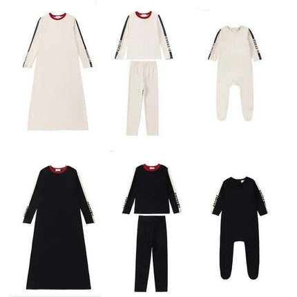 Chic Black and Beige Striped Family Matching Modal Outfit Set for All Ages - Très Elite