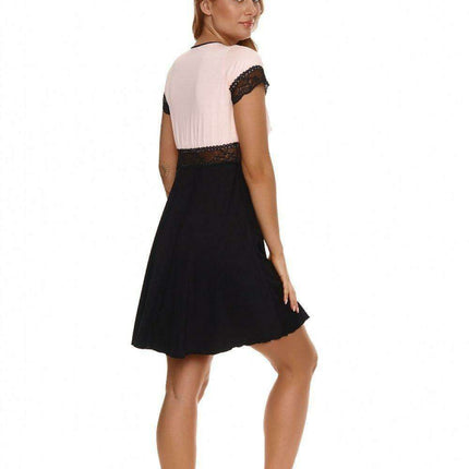 Chic Black and Pink Lace Nightshirt for Luxurious Sleep - Très Elite