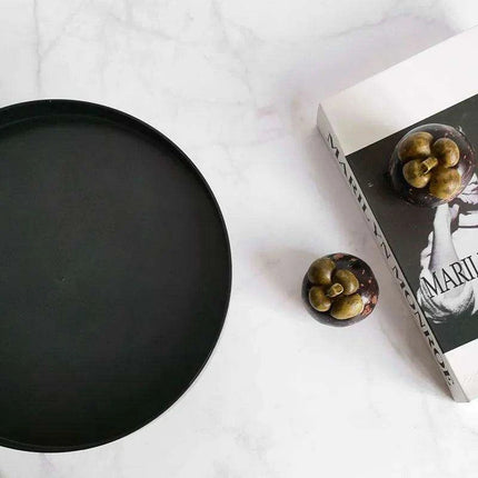 Chic Black and White Round Storage Tray - Versatile Organizer for Fruits, Perfumes, and Cosmetics - Très Elite