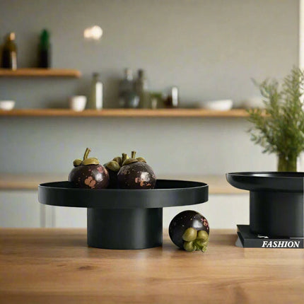 Chic Black and White Round Storage Tray - Versatile Organizer for Fruits, Perfumes, and Cosmetics - Très Elite