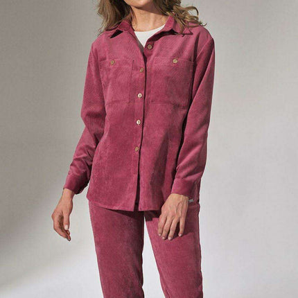 Chic Blue Corduroy Shirt with Unique Pocket Accents - Très Elite
