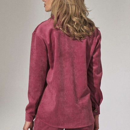 Chic Blue Corduroy Shirt with Unique Pocket Accents - Très Elite