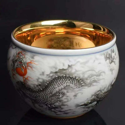 Chic Blue and White Enamel Ceramic Tea Cup Collection - Elevate Your Tea Experience..