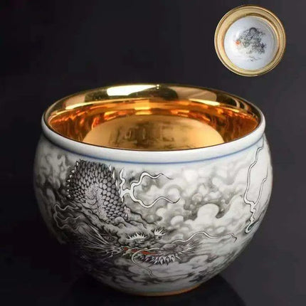 Chic Blue and White Enamel Ceramic Tea Cup Collection - Elevate Your Tea Experience..