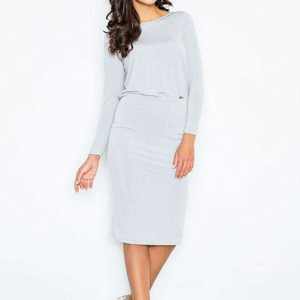 Chic Boat Neck Midi Dress with Back Tie and Seductive Slit - Effortless Elegance- Très Elite- Très Elite