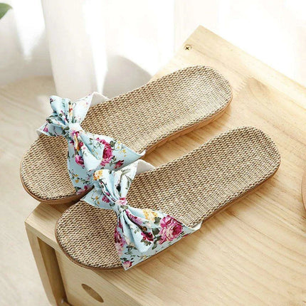 Chic Bohemian Flax Linen Slip-On Flip Flops for Women - Très Elite