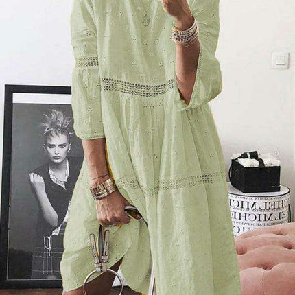 Chic Bohemian Lace A-Line Midi Dress