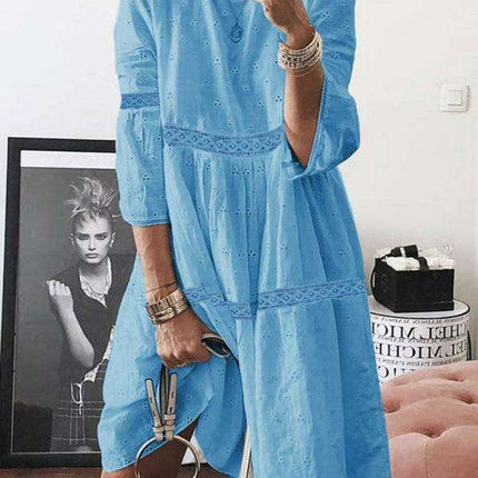 Chic Bohemian Lace A-Line Midi Dress