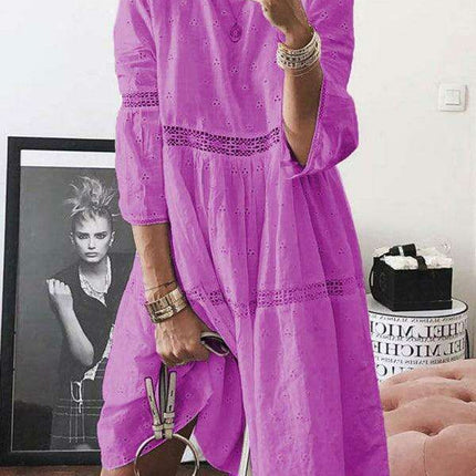 Chic Bohemian Lace A-Line Midi Dress