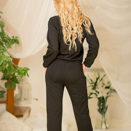 Chic Bohemian Lace-Detail Cotton Sweatshirt Set - Très Elite